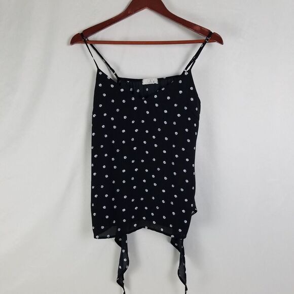 CAD Tops - CAD Shirt Womens Medium READ Black Spaghetti Strap Top Sheer Polka Dot Blouse‎